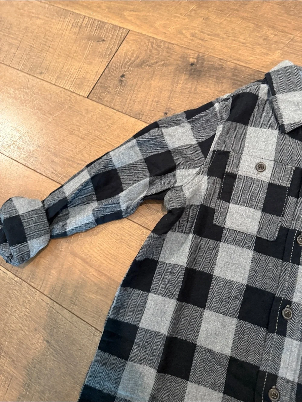 OshKosh B'gosh Black and Gray Plaid Button-Down Shirt
